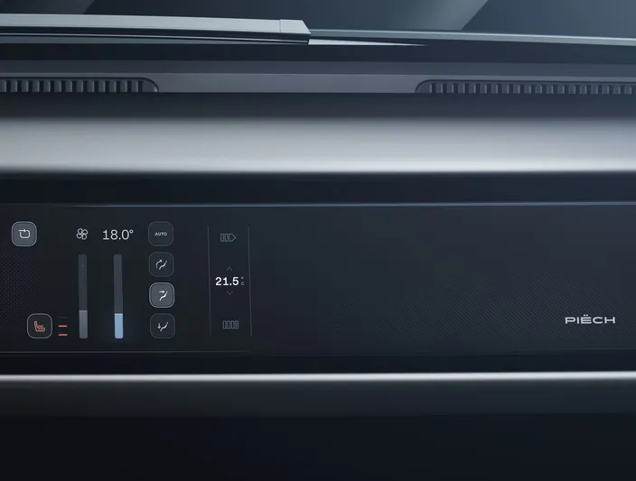 Digital Fabric rendered on the passenger panel, next to the climate controls