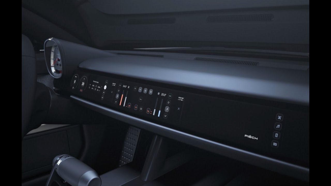 Still from the Incari x Piëch GT HMI film — the interface running in the cockpit